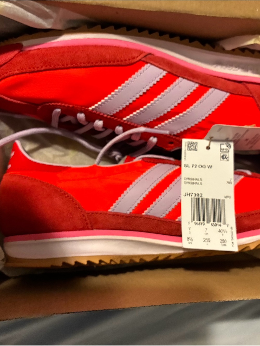adidas Red & White SL 72 Retro Runner Sneakers